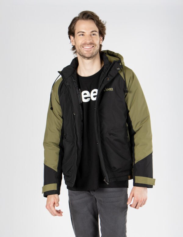 Chamarra con gorro JEEP - Negro/Olivo